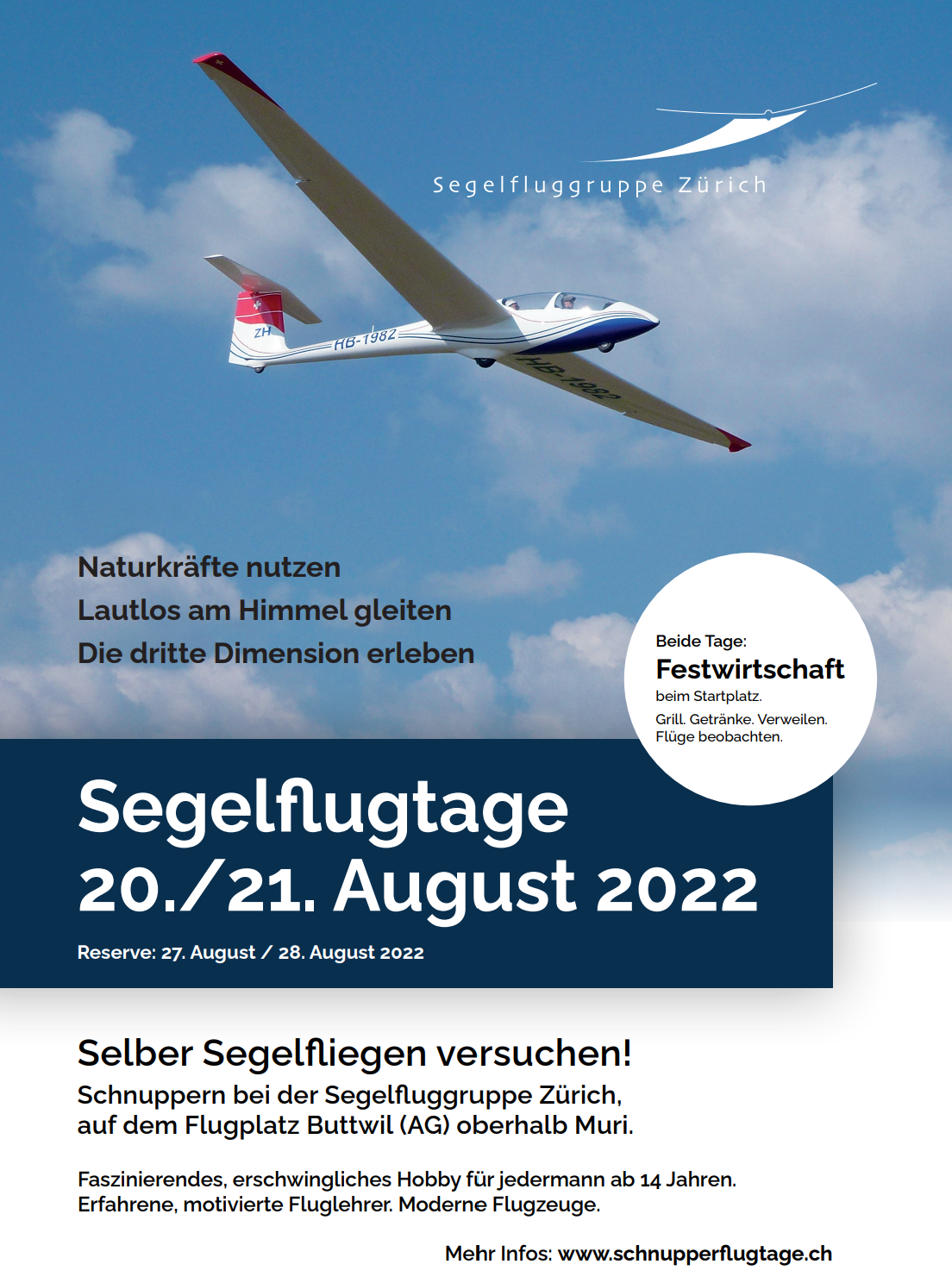 Schnupperflugtage Segelfluggruppe Zürich